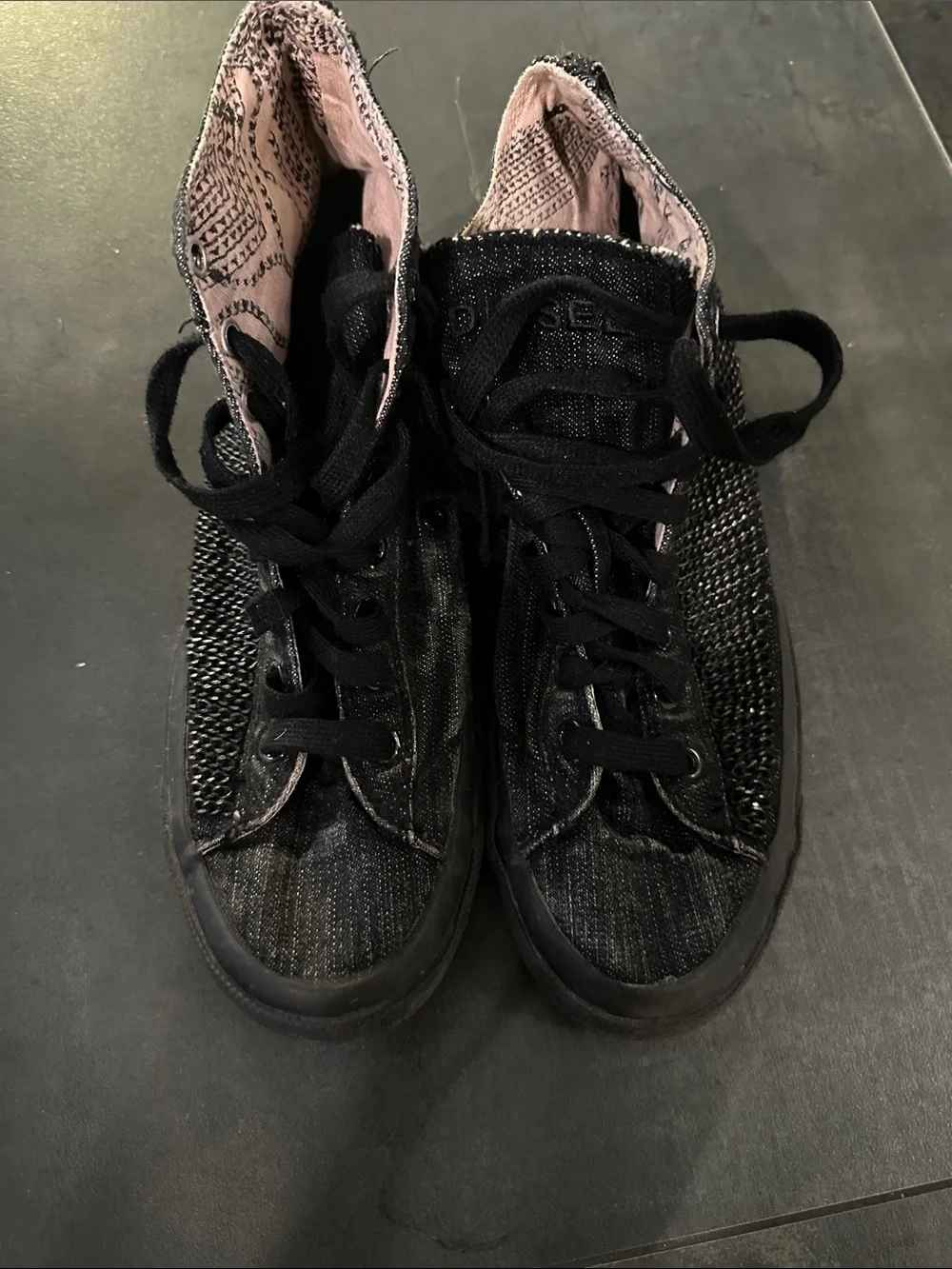 Diesel Black High Top Sneakers size 39( 8,5)